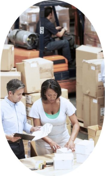Warehouse workers using workflow automations by Cepora Digital